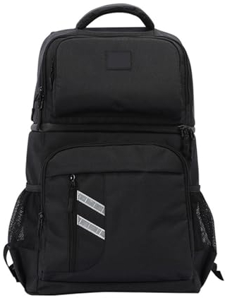 YUKORT Picknick-Tasche Isoliertes Picknick-Rucksack Thermo-Bierkühler-Taschen Kühlschrank for Frauen Kinder Thermalbeutel 2 Abteil im Freien Wandern Picknicktasche (Color : Black)
