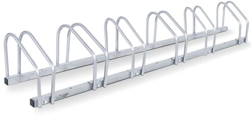 CCLIFE Cykelställ golv för 6 cyklar med däckbredder upp till 65 mm järncykelhållare 160 x 32 x 26 cm