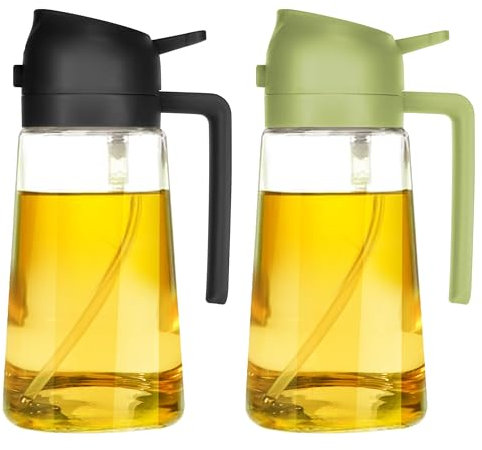 TrendPlain Spray Huile Cuisine 470ml – Vaporisateur Huile Air Fryer 2-en-1 pour Cuisson, Salades, Vinaigre et Accessoire Cuisine - Noir&Vert