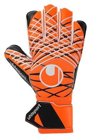 uhlsport Soft Resist+ - Fußball Torwarthandschuhe für Kunsrasen und Hartplatz, Fluo orange/weiß/schwarz, 5
