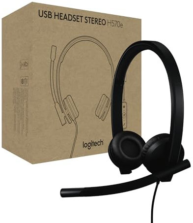 Logitech H570e USB Headset With Microphone for PC and Mac, USB-C Wired Headset With Stereo Sound, Noise-Cancelling Mics and Inline Controls, Certified for Microsoft Teams, Black