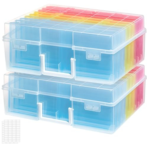 Lifewit Caja de Almacenamiento para Fotos de 10 x 15 cm, 18 Cajas 4R para Fotos, Organizador de Plástico para Semillas, Tarjetas, Manualidades, Multicolor, 2 Piezas