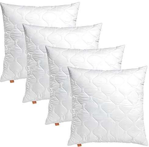 sleepling Kopfkissen 80x80 cm 4er Set, Allergiker Kissen, waschbar, Made in EU, Ökotex, großes Schlafkissen 80 x 80, Bettkissen, Pillow, 4 Stück, Komfort 100