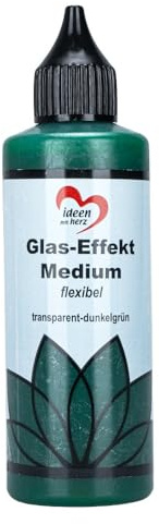 Ideen mit Herz glaseffekt medium vattenbaserad 12-24 timmars torktid för glaskonstoptik (genomskinlig-mörkgrön)