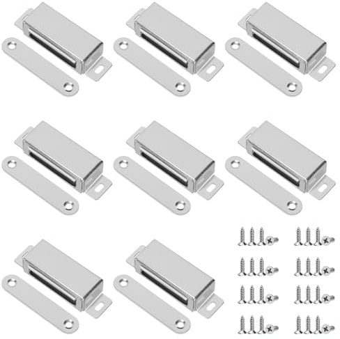 Swpeet 12 Pack Rostfritt Stål Skåp Magnetisk Fang, Ultra Tunn Skåp Magnetisk Fang Lim Skåp Dörrmagneter för Skjutdörr Köksskåp Stängning Skåp Dörr Närmare (Stormagnetfångst)
