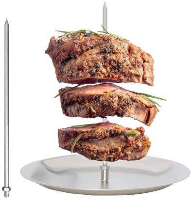 Al Pastor Stand – avtagbart rostfritt stål vertikalt spett för grill | brasiliansk vertikal spottställ för tacos, shawarma, kebab, gyros spetsspets ger enkel köttstapel, Al Pastor