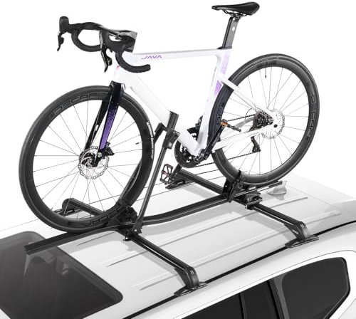 VEVOR Supporto Portabiciclette da Tetto Auto Carico 15 kg, Portabici da Tetto Verticale con Sistema di Bloccaggio per Barre Trasversali Standard, Portabicicletta da Tetto Verticale in Alluminio