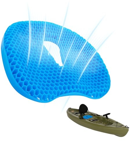 Kayak Seat Cushion Compatible with lifetime, Thicken Gel Seat Cushion, Breathable Honeycomb Design Absorbs Pressure, Kayak Accessories Pad for Long Sitting on Fishing, Canoe, Rowing