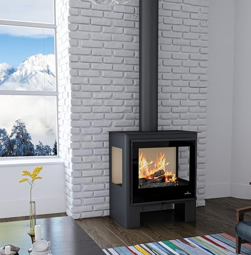 BRICOSOL ESTUFA DE LEÑA CON 3 CRISTALES MODELO LORETO