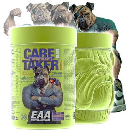 Zoomad Labs CARETAKER® II EAA GLOW – Aminoácidos Esenciales EAA + Glutamina con BioPerine® | Recuperación Muscular, Intra Entreno | Aminoácidos en Polvo | 30 Servicios | Bote 3D - Sabor Berry Blast