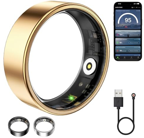 WNRTSA Smart Ring for Women & Men, Fitness Tracker with Heart Rate, Blood Oxygen, Sleep Monitoring, Long-Lasting Battery, IP68 Waterproof, No Subscription (Rose Gold, 7#)
