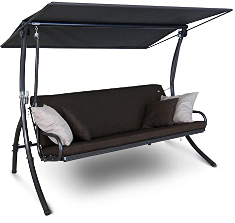 Angerer Freizeitmöbel GmbH Hollywoodschaukel Elegance Smart - Gartenschaukel Made in Germany - Schaukel zum Sitzen, Liegen und Entspannen - inklusive Bett-Funktion - einfache Montage (Braun)