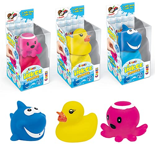 INKEE Funnyz 3er Set Duftende Badebomben Kinder Mit Baby Spielzeug, Badekugeln Kinder Mit Überraschung, Badewannenspielzeug Gummy-Wassertier