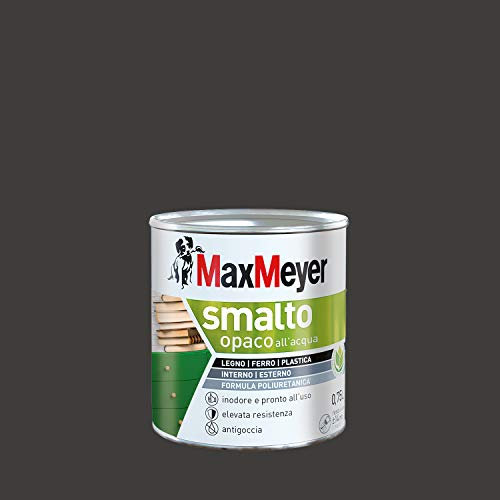 Maxmeyer Smalto All'Acqua Poliuretanico Opaco Marrone 0,75 L