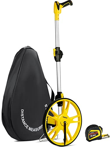 AIRAJ Distance Measuring Wheel, Foldable Measuring Wheel, Road Measuring Tool, 99,999.9 m Metric Measuring Wheel with Tape Measurement and Storage Bag (10-3)…