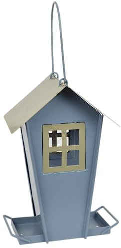 Supa Sutherland Wild Bird Seed & Sunflower Heart Feeder, House Shaped Contemporary Feeder, Ideal For Small & Medium Sized Garden Birds