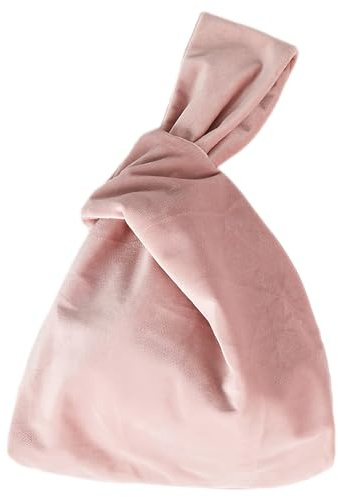 Anopo Small Velvet Wristlet Purse for Women Elegant Clutch Evening Bag Wrist Bag Sleeve-Knot-Pouch Pink