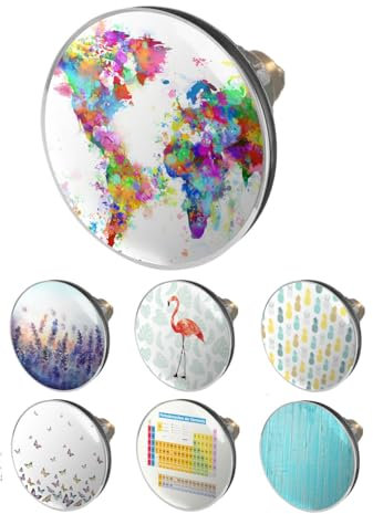 arteneur® - Pop Up Waschbeckenstöpsel mit Motiv Weltkarte | Abflusssieb | Doppel Dichtung | Universal Abflussstöpsel 34mm – 41mm | Pop Up Ventil Waschbecken Stöpsel