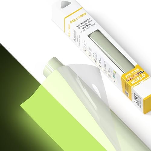 POLI-FLEX® LUMINOUS Transferfolie für Textilien – Glow in the Dark Effektfolie zum Aufbügeln, Plotterfolie für DIY Shirts, Weiß, 30,5 cm x 61 cm