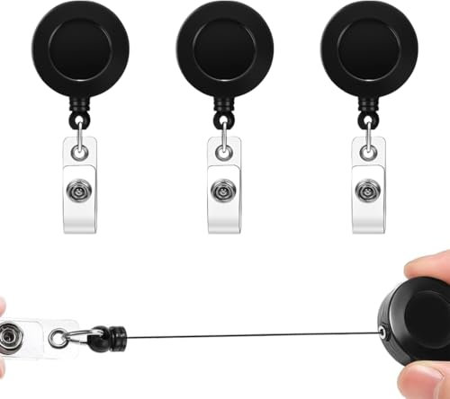 BIRLOZA 3 Piezas Llavero Retráctil Extensible de Alto Rendimiento con Clip Cable de Acero retráctil para Soporte de Tarjeta ID Llave tragaperras Cinta Porta credenciales antiperdida (70cm)