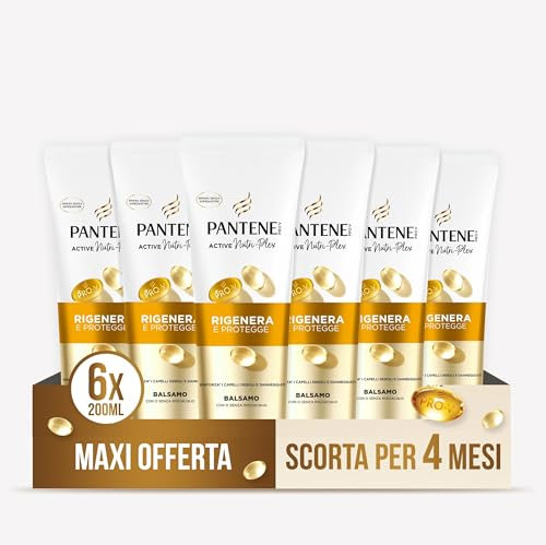 Pantene Pro-V Balsamo Rigenera E Protegge per Capelli Deboli, Secchi e Danneggiati, Balsamo Quotidiano Leggero, Non Unge, Con Pro-Vitamina B5 e Miscela di Nutrienti, Maxi Formato 6 x 200 ml
