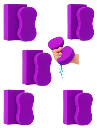 Multi-Purpose Sponges for Cleaning - Purple Sponge 10 Pack, Large Sponges for Car Washing, Tile & Grout, Bulk Pack Sponge