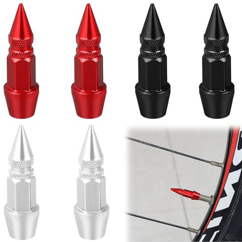 6 STK Ventilkappen Fahrrad Französisch, Aluminium Fahrradventil Kappe, Luftventilkappen, Fahrrad-Ventilkappen für Luftventilkappe Fahrradreifen