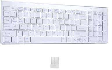 Tastiera Bluetooth,Tastiera Wireless Ricaricabile,Supporto da 1 a 4 apparecchiature collegate contemporaneamente, Batteria Lunga Durata,Compatibile con i sistemi più diffusi, italiano QWERTY,Bianca