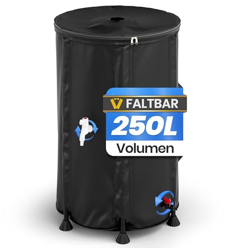 Oramics Faltbare Regentonne 250L – Wasserspeicher für Garten & Balkon – Platzsparender Regenwassertank – Wassertank zum nachhaltigen und umweltbewussten Gießen von Blumen, Pflanzen, Obst, Gemüse