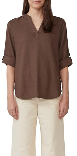 s.Oliver Camicia in Misto Lino con Maniche a 3/4, Moka, 42