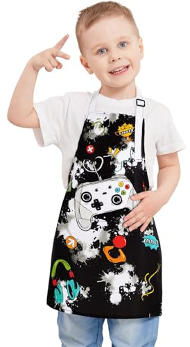 WERNNSAI Grembiule Bambini - Grembiule Cucina Ragazzo Gioco con Cinturino Regolabile Tasca Poliestere Stampa Impermeabile Grembiuli Cucina Neonati per Cucinare Cottura Pittura 11-15 anni