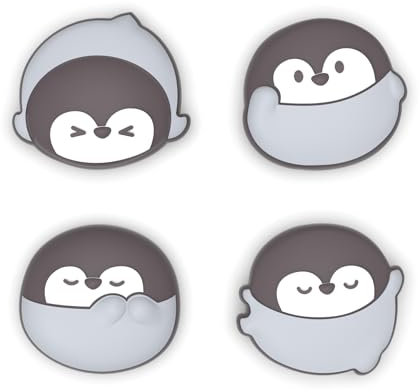 PlayVital Copri Levette Analogiche per Nintendo Switch 2, Gommini Silicone Thumb Grip Joystick Caps per Joycon 2, Accessori Carini per Switch 2, 4 Pezzi, Pinguini Carini