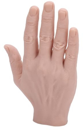 Modelo de mano masculina de silicona, reutilista, realista, manual artificial móvil para la práctica de pintura y los accesorios del festival, tamaño de material de silicona 18 x (Derecha)
