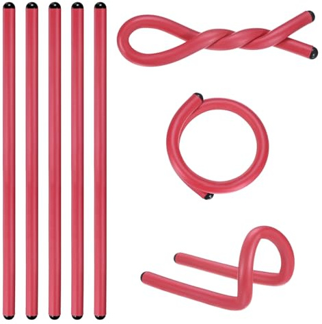 M METERXITY 8-Pack Twist Rubber Ties, 17-Inch EVA Foam Reusable Twist Ties for Organizing Bundling Cords/Wires/Cables, Bendable Rubber Tie Down Straps [Red]