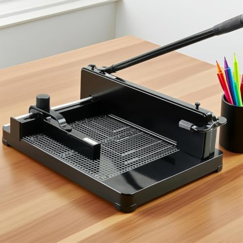 12 Inch Guillotine Paper Cutter, Steel Base Paper Trimmer for A4 | 400 Sheet Capacity, Heavy Duty Trimmer Machine for Office, Photocopy, Printing Shop, Black