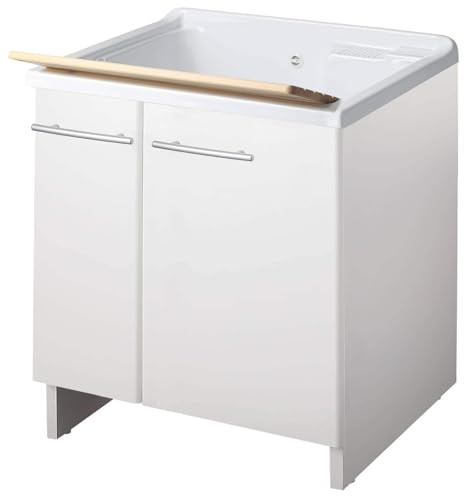 Negrari Magica 2013 Lavatoio Bianco 75x60 H85 cm Mobile Nobilitato Idrofugo Vasca Polipropilene Asse Legno Ante Cerniere Chiusura Rallentata Salvafondo Alluminio Sifone Piletta Piedini Regolabili