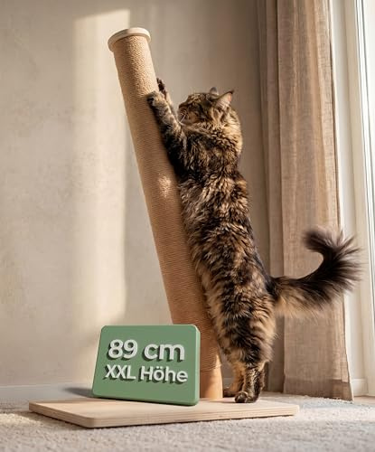 WOOWOOD Kratzbaum Katze - Extrem Stabil, Kratzsäule XXL, Kratzbaum Klein - Kratzstamm für kleine und große Katzen, Cat Scratching Post, Katzenturm, Kratzmöbel Katze aus robustem Sisal, 89 cm