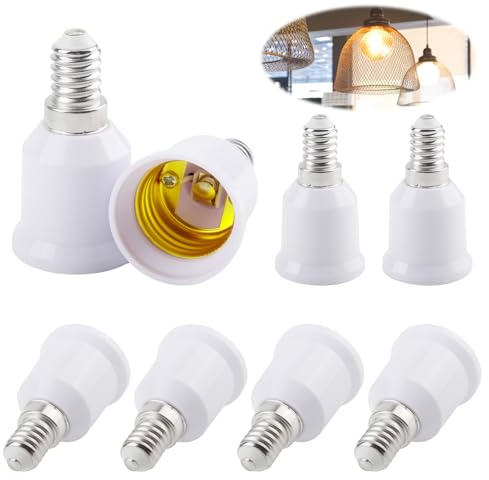 Vaskula 8 Pcs E14 Vers E27 Adaptateur de Douille Adaptateur E14 Vers E27 Pour Éclairage Intérieur avec les Lampes LED, à Incandescence, Halogènes et à économie D'énergie