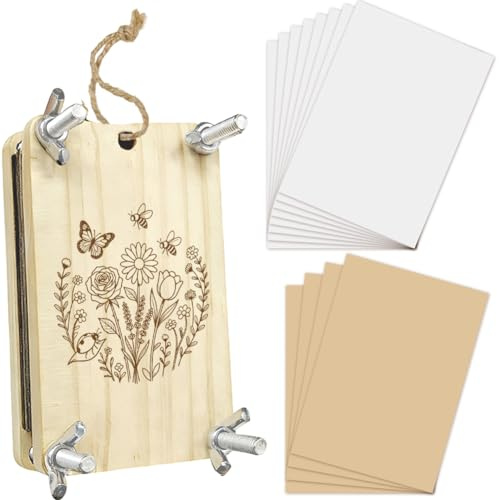 PRESSINART Wild Flower Press Kit 2.5 x 3.9 Pollici 4 Strati Pressa per Fiori In Legno Kit Pocket Pressing Farfalle Tavole Utensili Kit Artigianale Primavera Estate Fai Da Te Bouquet Conservazione