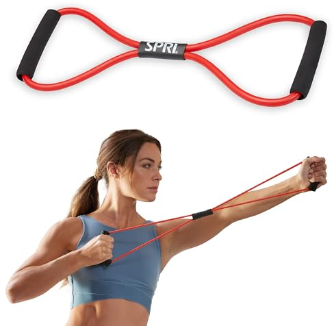 SPRI Ultra Toner Figure 8 Resistance Band with Padded Handles Great for Stretch, Exercise, Fitness Training, Yoga, Resistance Weights, Therapy, Gym or Home Workout Equipment (Light Resistance 10lbs.)
