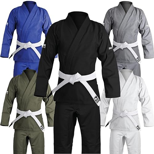 Brazilian Jiu Jitsu Gi BJJ Gi for Men & Women Uniform Kimonos Ultra Light, Preshrunk (Black, A3)