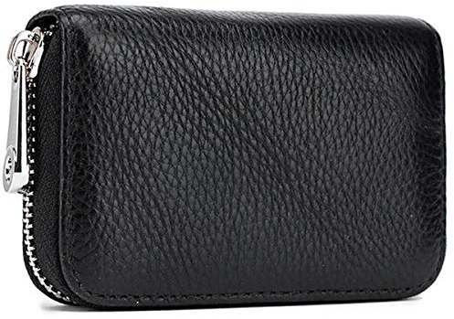 Meowoo Kreditkartenetui für Damen und Herren RFID Wallets Schutzhülle Karte RFID Schutz,Reißverschlussetui 14 Fächer Kartenetui(Schwarz 1Stk)