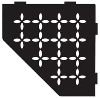 Schluter Pentagonal Corner Shelf for Tiled Walls - Floral Design, Aluminum Material, Matte Black Finish, 3/32 Thick Anchoring Tabs - SES2D5MGS