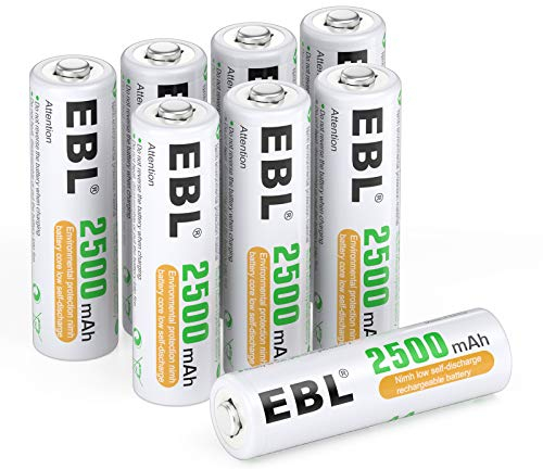 EBL 8 x Pilas AA Recargables 2500mAh Ni-MH ProCyco con 1200 Tech Precargadas