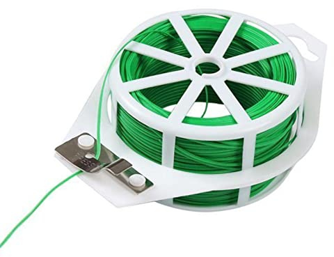 Voiakiu Fil Jardinage Vert avec Coupe, Fer Plastifie Attaches Jardin Attache Tomates Cravates en Fil pour Organisation Jardinage à Domicile