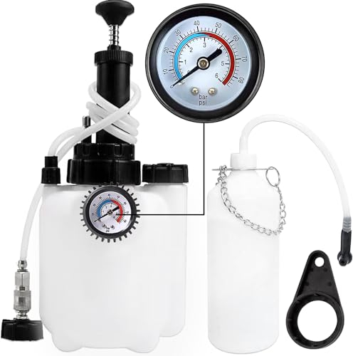 Vanwoke Bremsenentlüftungsgerät Auto Bremsenentlüfter, 3L Bremsflüssigkeitswechselgerät mit 1L Bremsenentlüfterflasche und E20 Adapter Geeignet für die Meisten EuropäIschen Automodellen