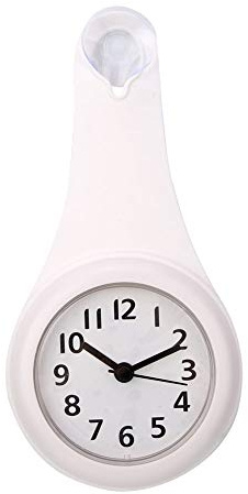 Gavigain Bathroom Shower Hanging Clock, Fashionable Waterproof Hanging Clock Bathroom Kitchen Clock for Home Kitchen Saunas (White)