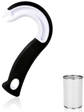 Fácil de Abrir Abrelatas de Anillo, Abrelatas con Gancho en J Antideslizante Agarre de Goma Frascos Levantador de Tapa de Lata Manual Abre Botes para Personas Mayores Niños Manos Débiles