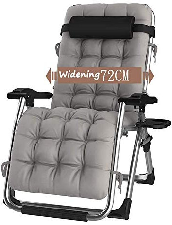 AWMCXQRA Faltbare Zero Gravity Liegestuhl, bequem, extra breit, Sonnenliege mit Kissen, für Terrasse, Büro, Strand, Grau