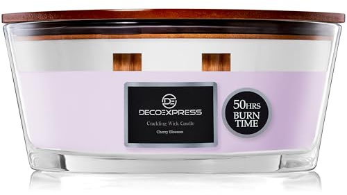 DECO EXPRESS doftljus, sprakande dubbla vekljus, lång 50 timmars bränntid, heminredning och presentidéer (körsbärsblom)